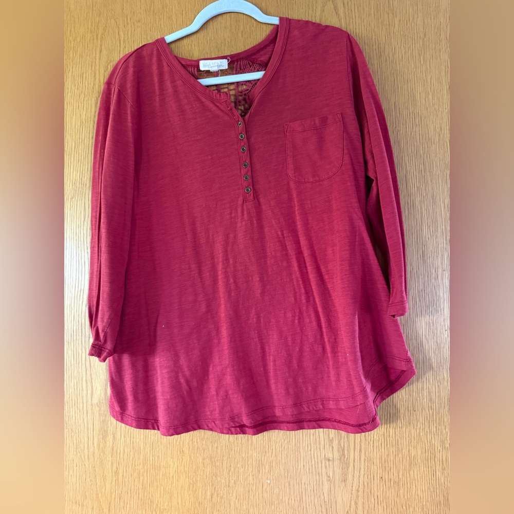Women's Red Henley Top